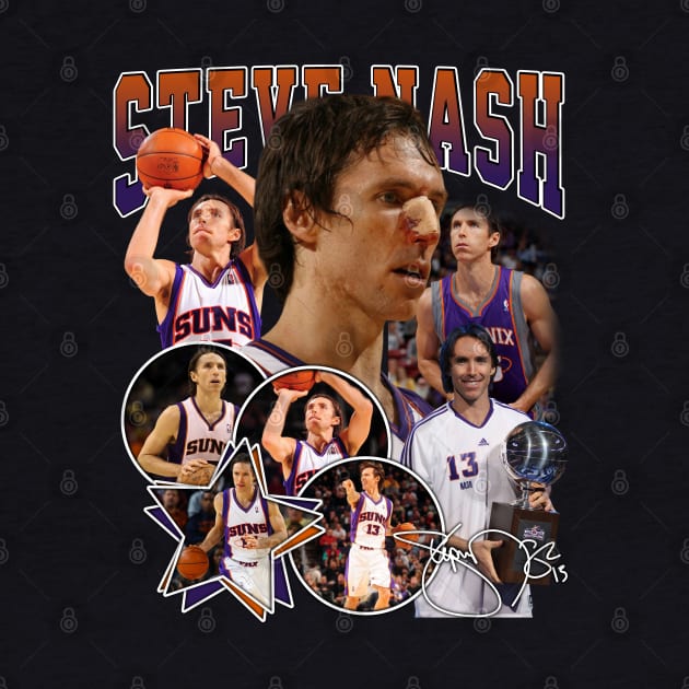 Steve Nash Basketball Legend Signature Vintage Graphic Retro Bootleg Style by Koch Sean